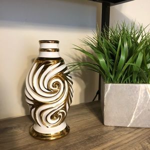 Modern Eccentric White and Gold Vase